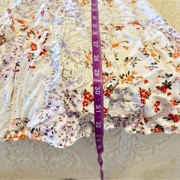 Super cute floral mini dress fully lined button bodice v-neck women's size L - Picture 8 of 8